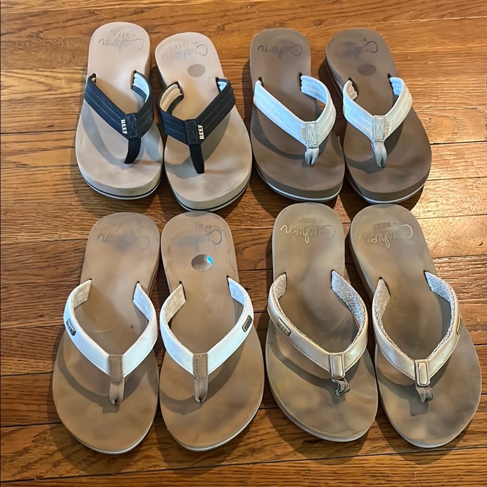 Reef Women's Black, white and Tan Sandals size 8